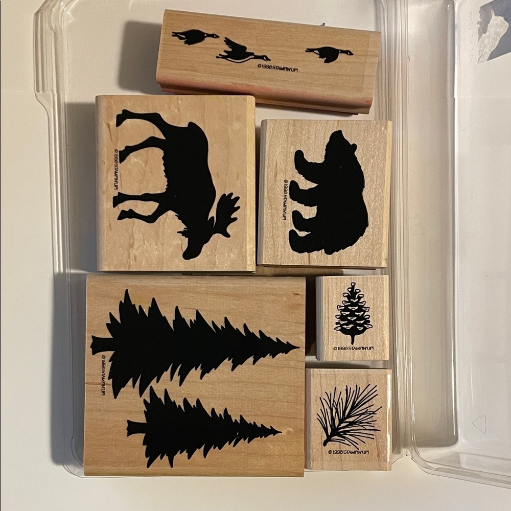 Stampin’ Up - Definitely Decorative Pines wood mounted 6 pc stamps